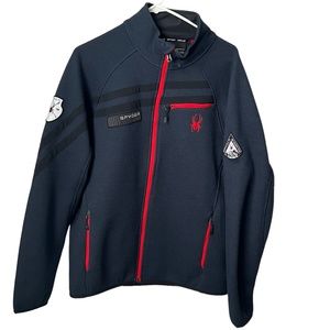 Spyder, Men's Large, Navy/Red/black full zip 1978 Ski racing Team Sweater